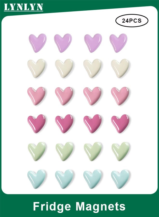 LYNLYN 24PCS Cute Heart Fridge Magnets, Colorful Strong Refrigerator Magnets for Whiteboard, Cabinet and Locker, Decorative Mini Magnets for Kitchen, Classroom and Office - Image 1